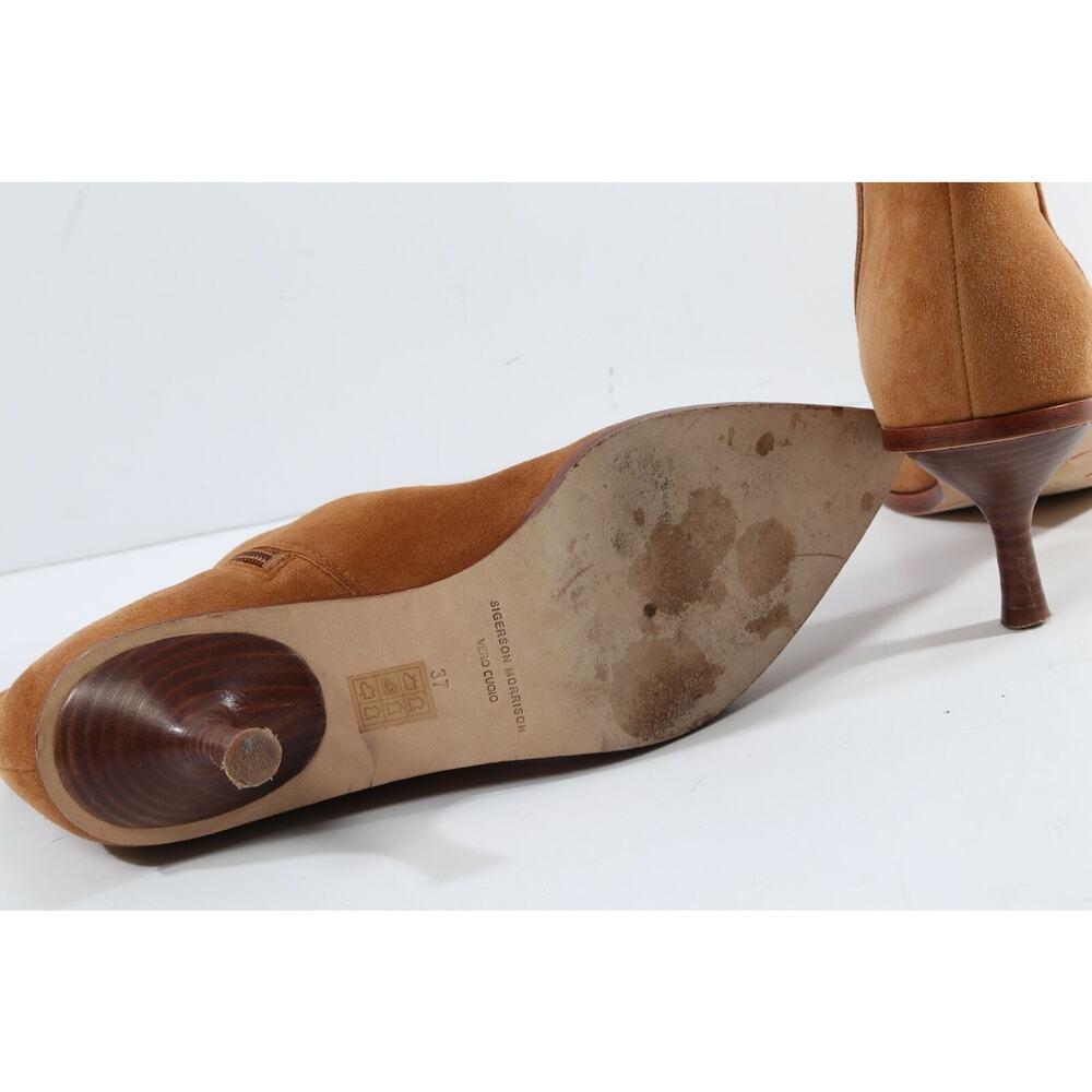 SIGERSON MORRISON Light Brown Suede Pointed Western Ankle Boots Booties Sz 37 - Picture 5 of 11